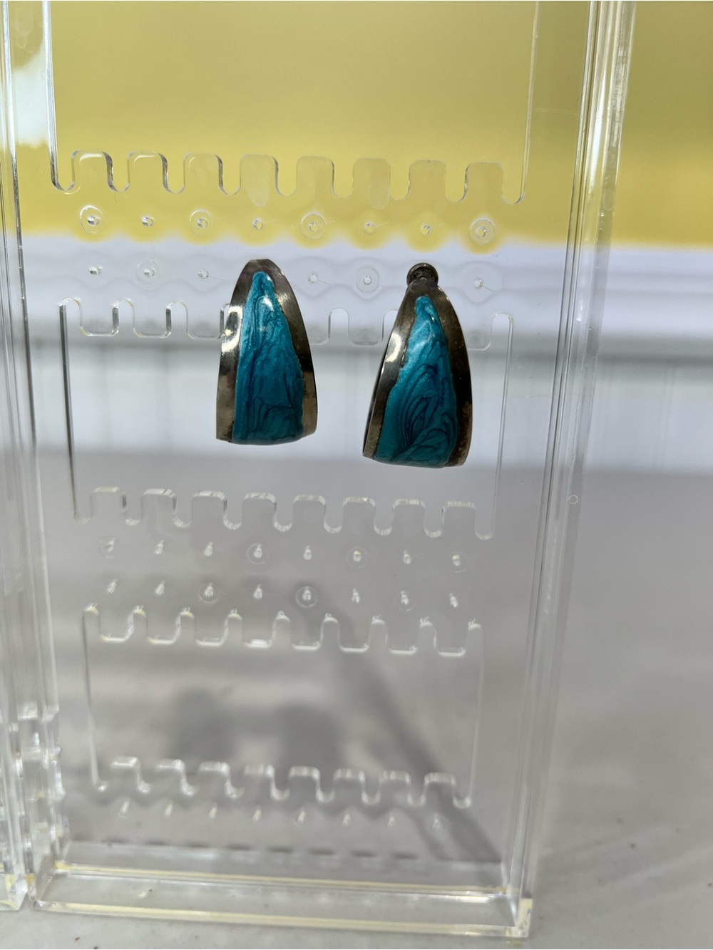 Turquoise Inlay Silver-Tone Earrings